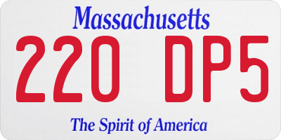 MA license plate 220DP5