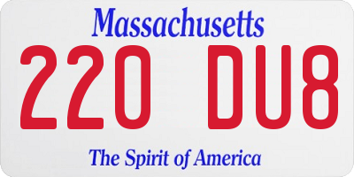 MA license plate 220DU8