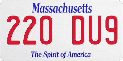 MA license plate 220DU9