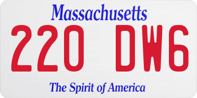 MA license plate 220DW6