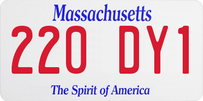 MA license plate 220DY1