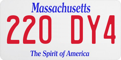 MA license plate 220DY4