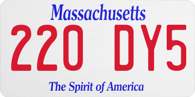 MA license plate 220DY5