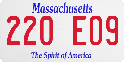MA license plate 220EO9