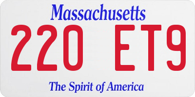 MA license plate 220ET9