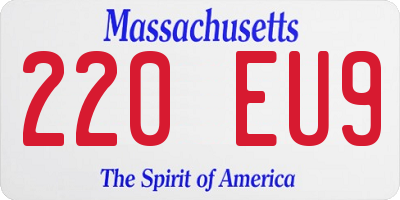 MA license plate 220EU9
