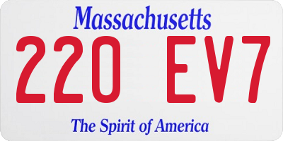 MA license plate 220EV7