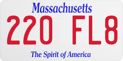 MA license plate 220FL8