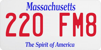 MA license plate 220FM8
