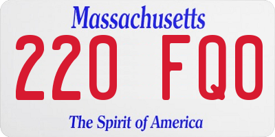 MA license plate 220FQ0