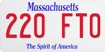 MA license plate 220FT0