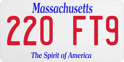 MA license plate 220FT9