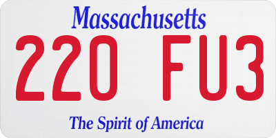 MA license plate 220FU3