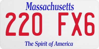 MA license plate 220FX6