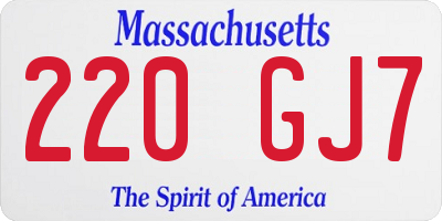 MA license plate 220GJ7