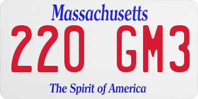 MA license plate 220GM3