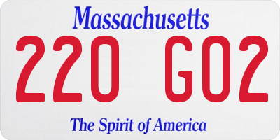 MA license plate 220GO2