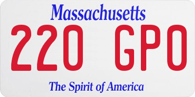MA license plate 220GP0