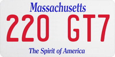 MA license plate 220GT7