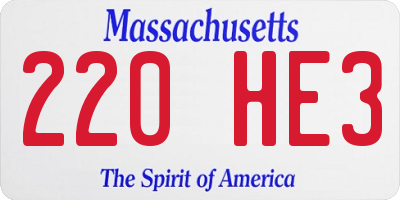 MA license plate 220HE3