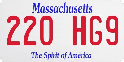 MA license plate 220HG9