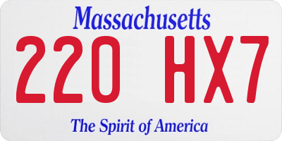 MA license plate 220HX7