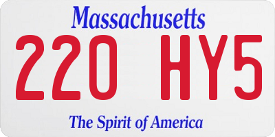 MA license plate 220HY5