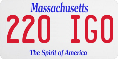 MA license plate 220IG0