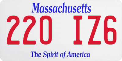 MA license plate 220IZ6
