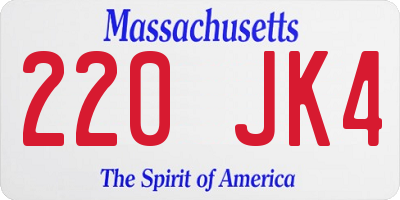 MA license plate 220JK4