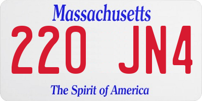 MA license plate 220JN4