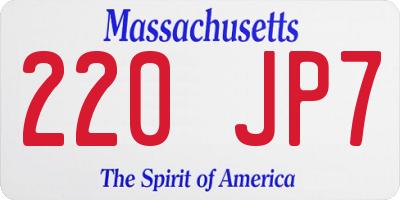 MA license plate 220JP7