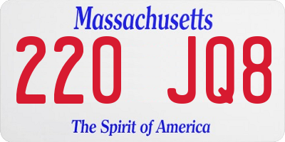 MA license plate 220JQ8