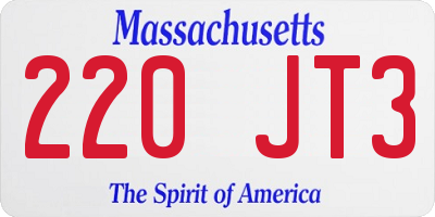 MA license plate 220JT3