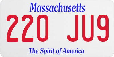 MA license plate 220JU9