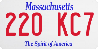 MA license plate 220KC7