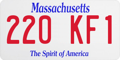 MA license plate 220KF1