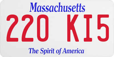 MA license plate 220KI5