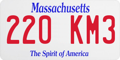 MA license plate 220KM3
