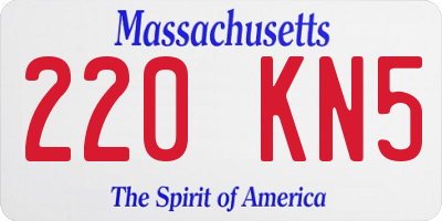 MA license plate 220KN5