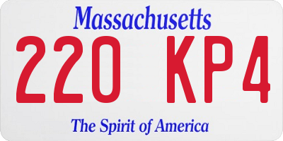 MA license plate 220KP4