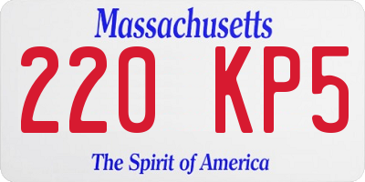 MA license plate 220KP5