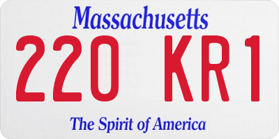 MA license plate 220KR1