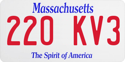 MA license plate 220KV3