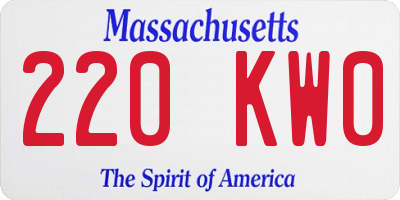 MA license plate 220KW0