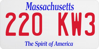 MA license plate 220KW3