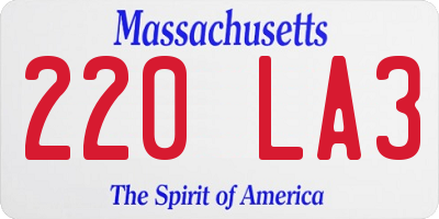 MA license plate 220LA3