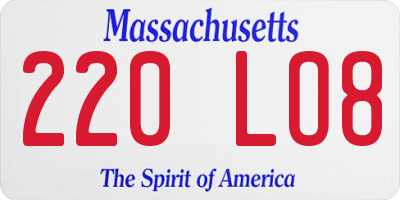 MA license plate 220LO8