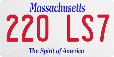 MA license plate 220LS7