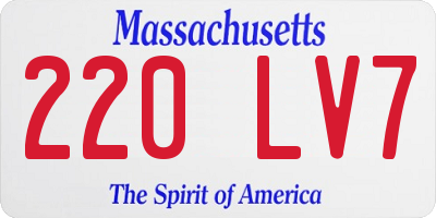 MA license plate 220LV7